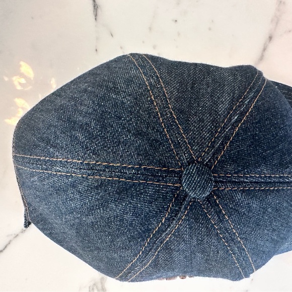 Miu Miu Blue Denim Cap with Brown Logo - Picture 3 of 7